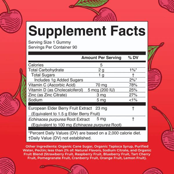 Immunity Gummies Cherry 90 Gummies Mary Ruth