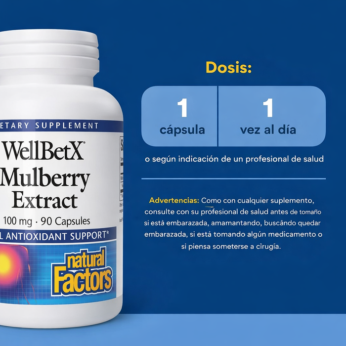 Extracto de Morera 100 mg WellBetX® (90 caps), Natural Factors