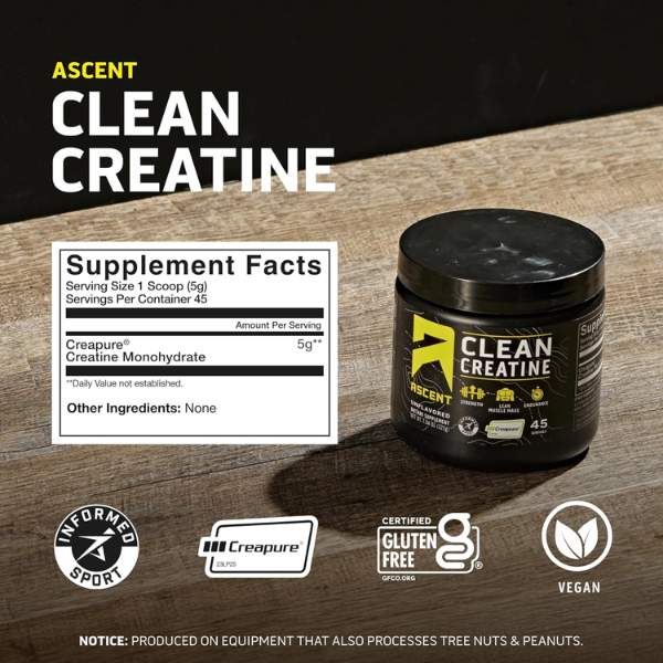 Creatina Clean Sin Sabor (7.94 oz / 225 g), Ascent