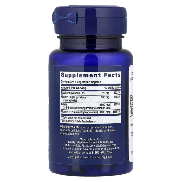 Homocisteína Balance B-Complex. B2,B6, B12 y Folato Activo (60 veg caps), Life Extension