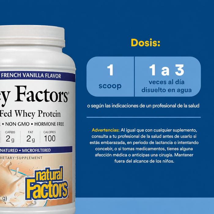 Proteína de Whey Sabor Vainilla Francesa Whey Factors® 907 g (2 lb), Natural Factors (2 lb 907 g), Natural Factors