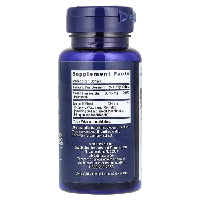 Gama E con Mix de Tocoferoles y Tocotrienoles (60 softgels), Life Extension