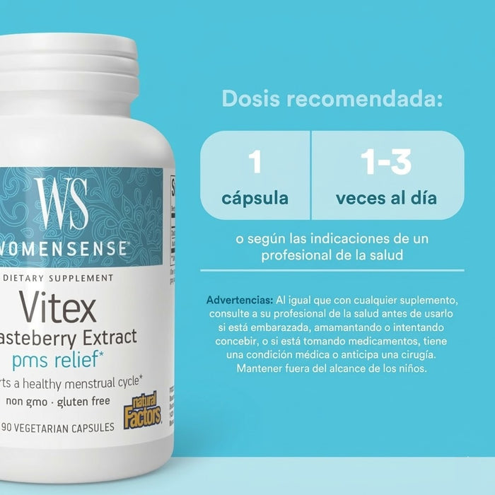 Extracto de Sauzgatillo Vitex 80 mg Chasteberry WomenSense® (90 vcap), Natural Factors