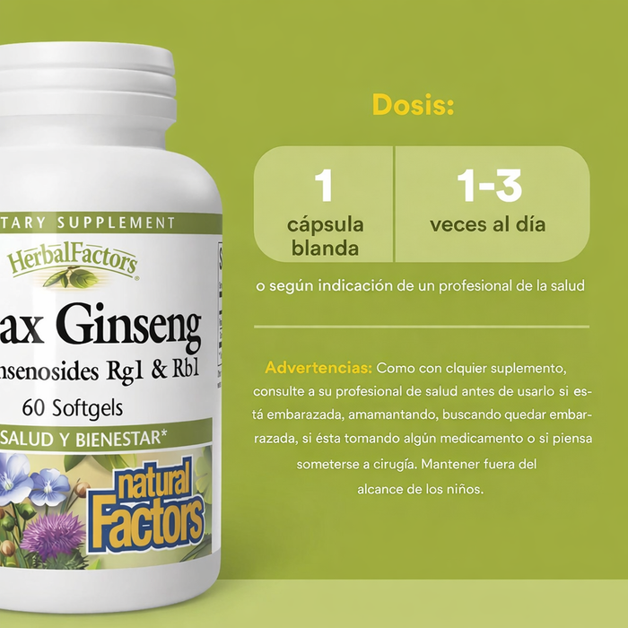 EX Panax Ginseng, HerbalFactors® (60 softgels), Natural Factors