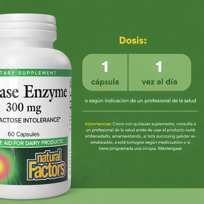 Enzima Lactosa 300 mg (60 caps), Natural Factors