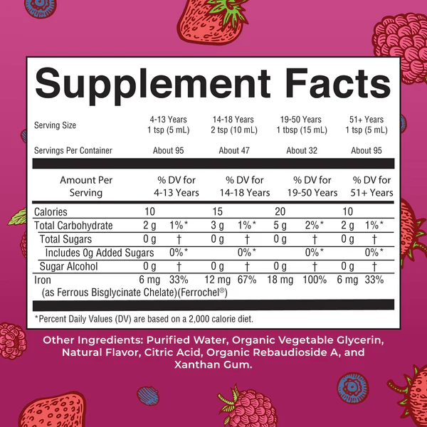 Liquid Iron /Liquid Iron Berry (Berry 18mg, 16 oz-400ml Mary Ruths