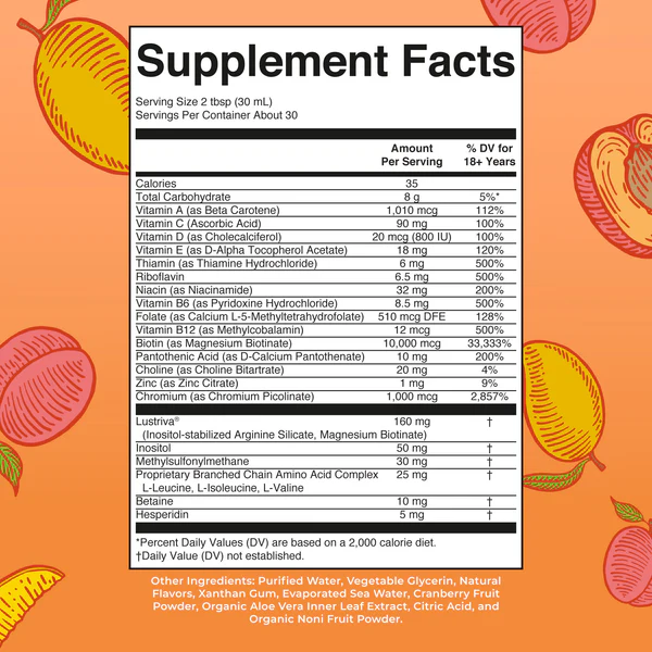 Multivitaminico Matutino + Crecimiento del Cabello Sabor Durazno-Mango, Liquido (30 oz), Mary Ruth´s