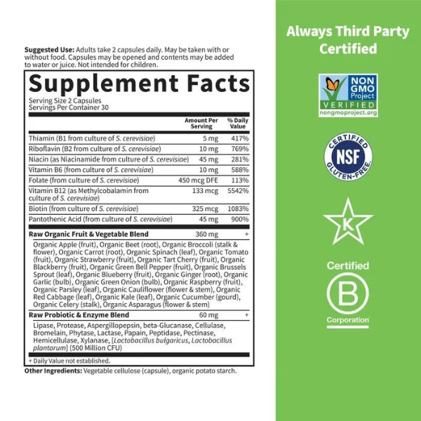 Complejo B Alta Potencia Vitamin Code® (60 veg caps), Garden of Life