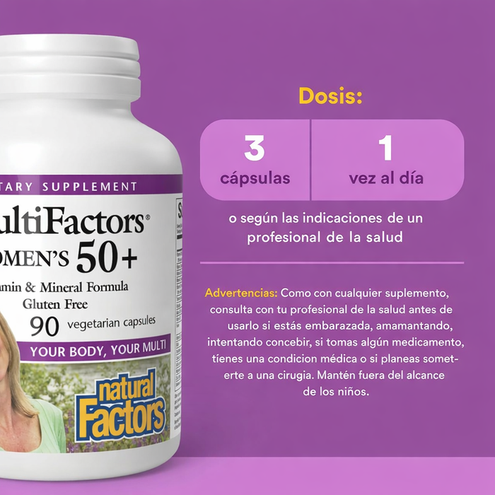 EX Multivitamínico para Mujeres 50+ MultiFactors® (90 vcaps), Natural Factors