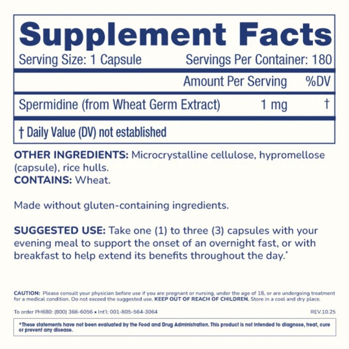 Espermidina Pura 1 mg (180 caps), Prohealth