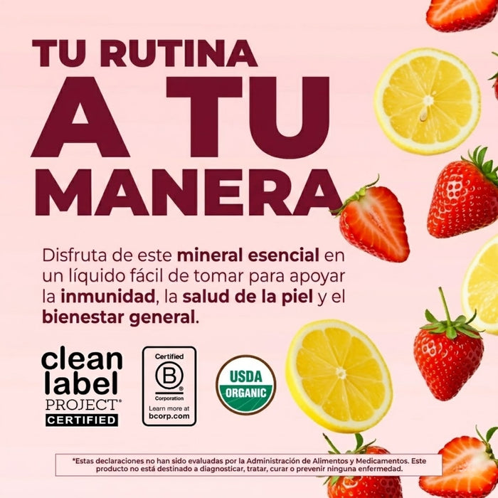 Zinc Ionico Sabor Fresa Limon, Liquido 120 ml (4 fl oz), Mary Ruth's