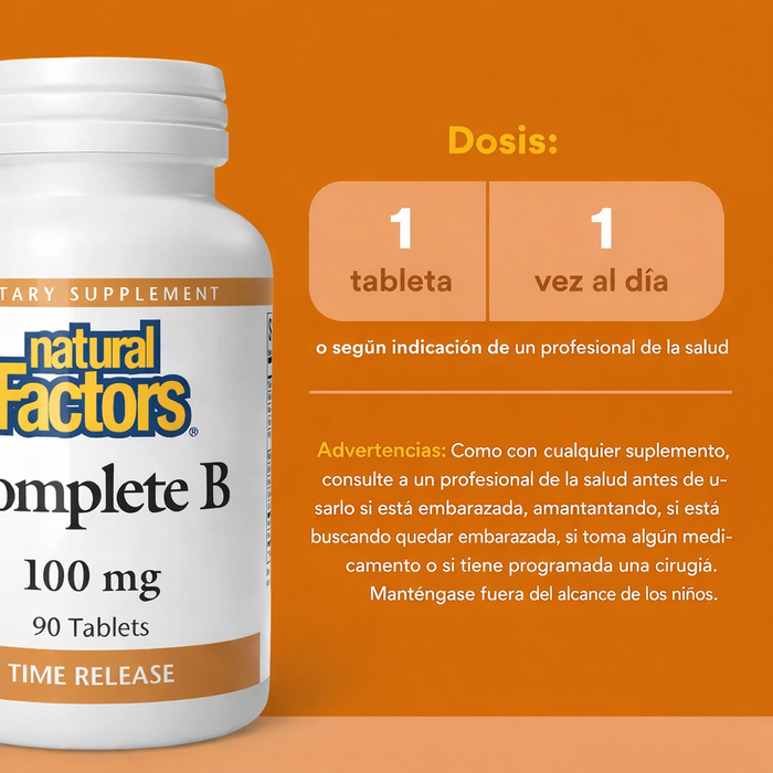 Completo B 100 mg Time Release (90 tabs), Natural Factors