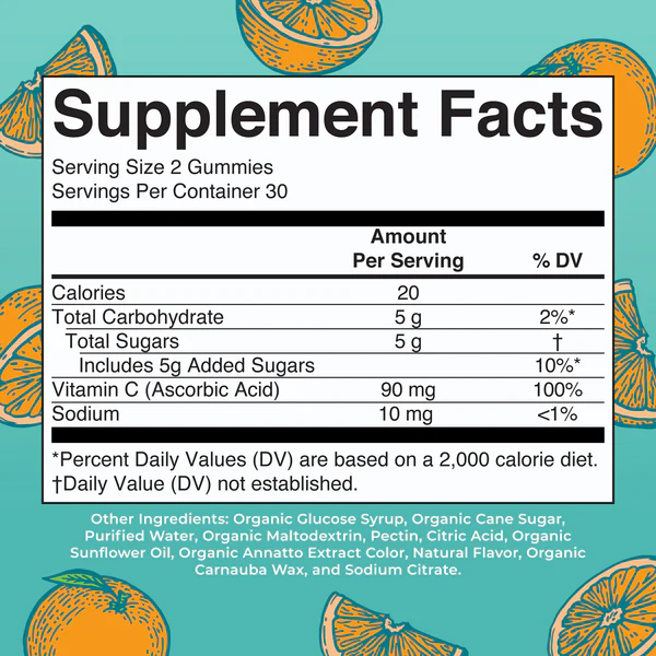Vitamina C Organica Para Niños sabor Naranja (60 gomitas), Mary Ruth´s