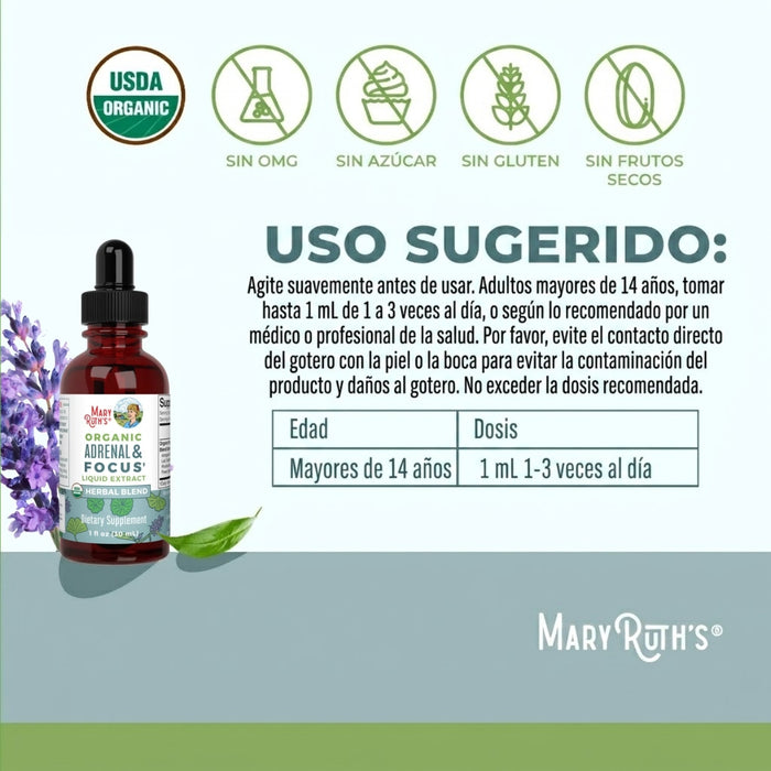 Organic Adrenal &amp; Focus Herbal Blend 1oz (30ml) Mary Ruth/Organic Adrenal &amp; Focus Herbal Blend