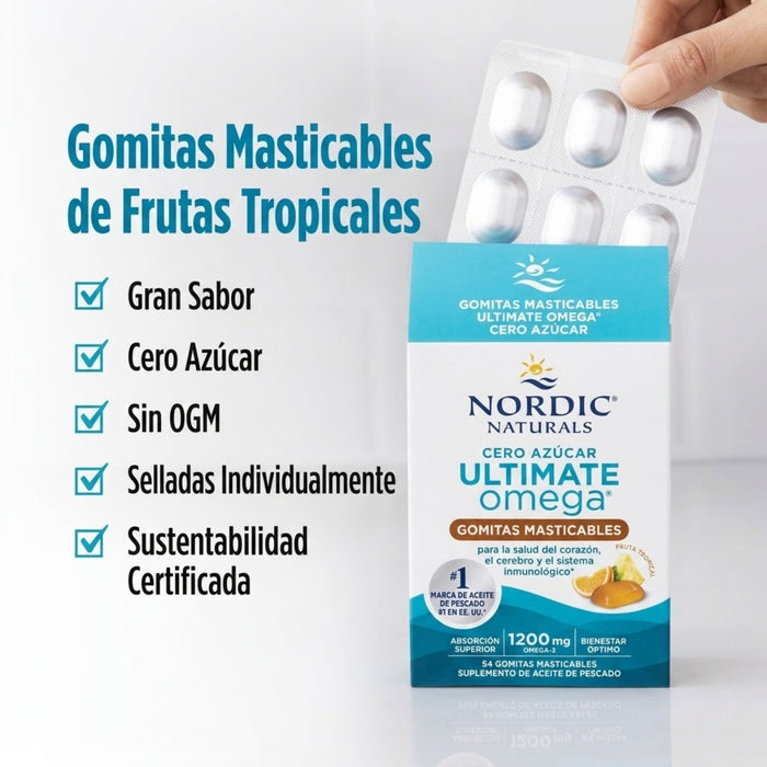 Ultimate Omega sin Azúcar Sabor Naranja (54 Gomitas), Nordic Naturals