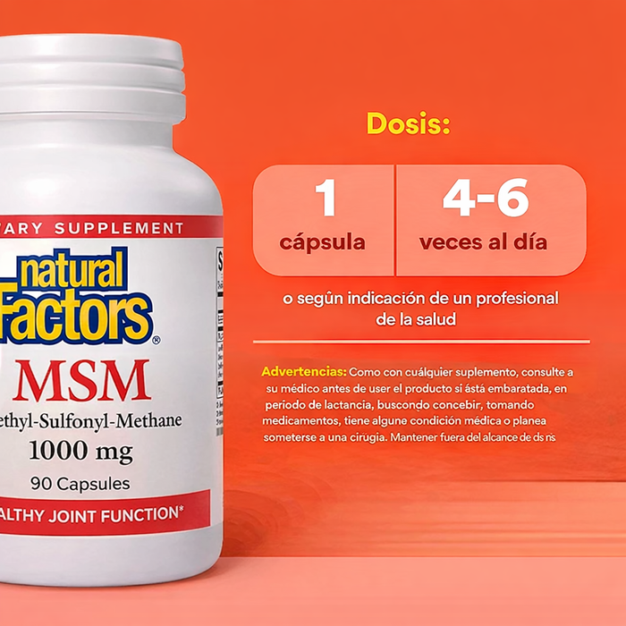 MSM 1000 mg Apoyo Articulaciones (90 caps), Natural Factors