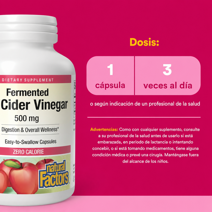 Vinagre de Manzana 500 mg (180 caps), Natural Factors