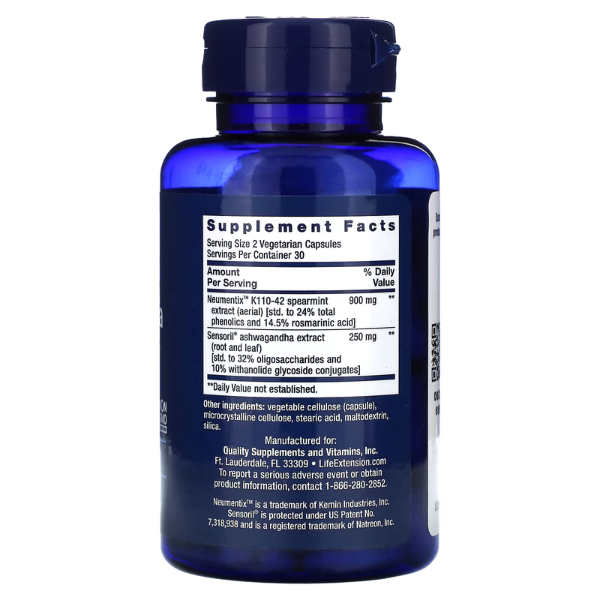 Ashwagandha Plus Calma y Concentración (60 veg caps), Life Extension