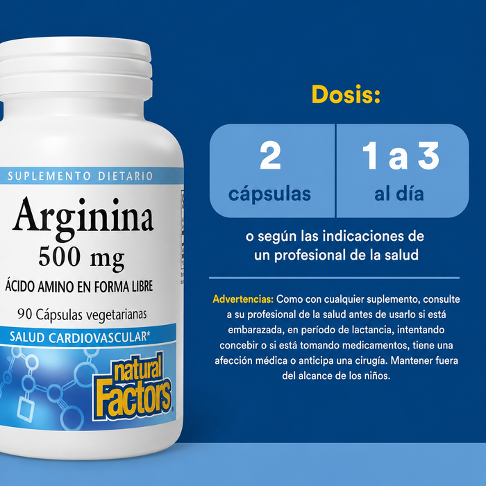 L-Arginina 500 mg (90 vcap), Natural Factors