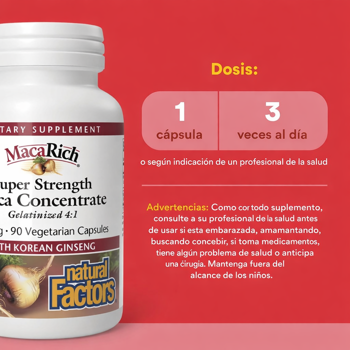 EX Concentrado de Maca Alta Potencia 500 mg MacaRich® (90 veg caps), Natural Factors