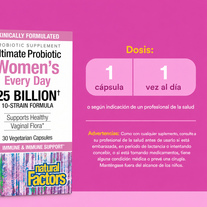 Ultimate Probioticos para Mujeres de Uso Diario 25 Billones (30 vcap), Natural Factors