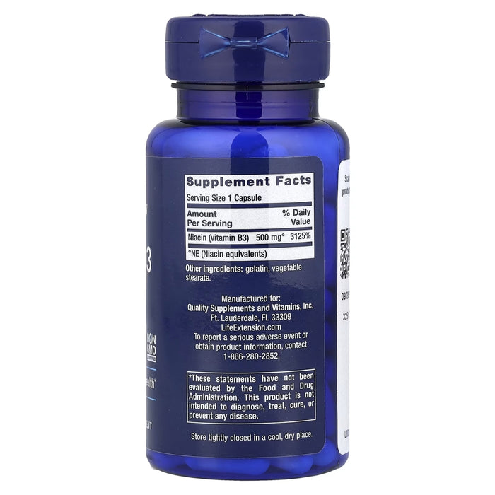 Vitamina B3 Niacina 500 mg (100 caps), Life Extension