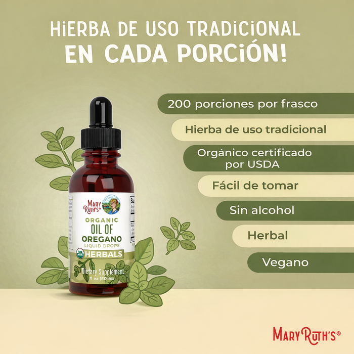 Aceite de Oregano Organico, Liquido 30 ml (1 fl oz), Mary Ruth's