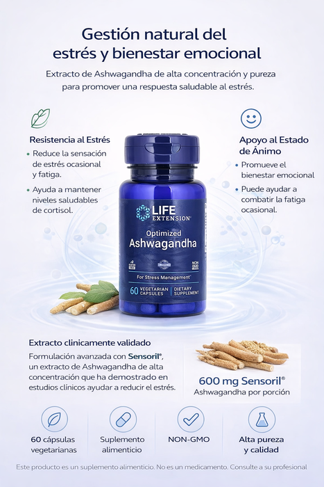 Ashwagandha Optimizada (60 veg caps), Life Extension