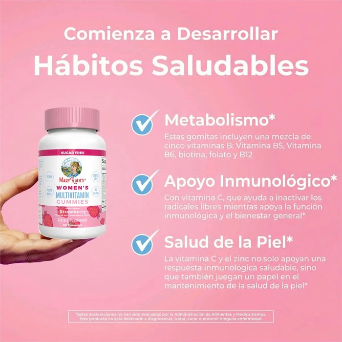 Multivitaminico Para Mujeres Sabor Fresa (60 gomitas), Mary Ruth´s