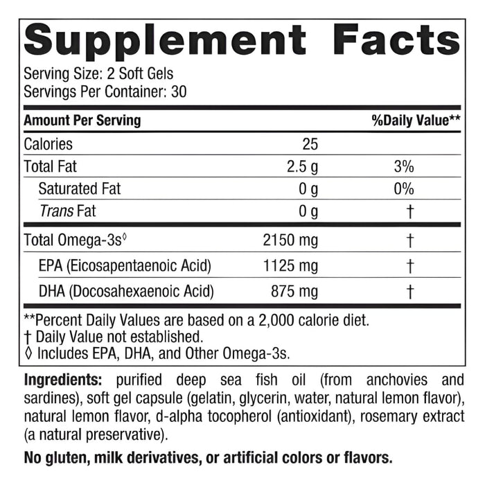 Ultimate Omega 2X Sabor Limón (60 softgels), Nordic Naturals