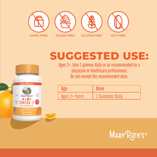 Omega-3 Vegano Para Niños (60 gomitas), Mary Ruth´s