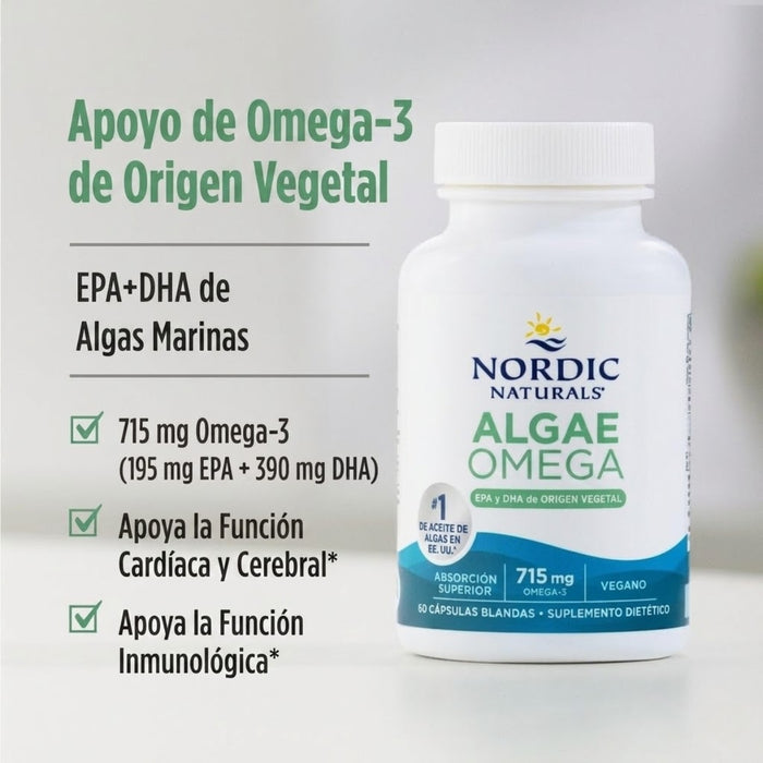 Algae Omega 715 mg 195mg EPA 390 mg DHA (60 softgels), Nordic Naturals
