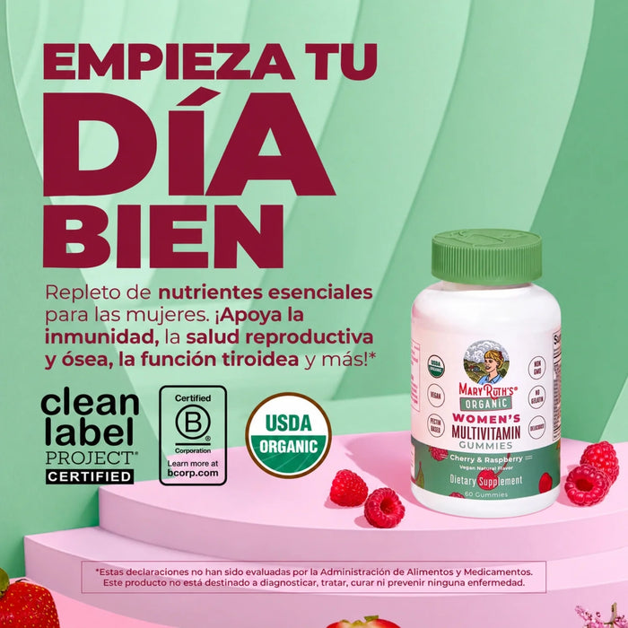 MultivitamínicO Orgánico para Mujeres Sabor Cereza y Frambuesa (60 gomitas), MaryRuth's