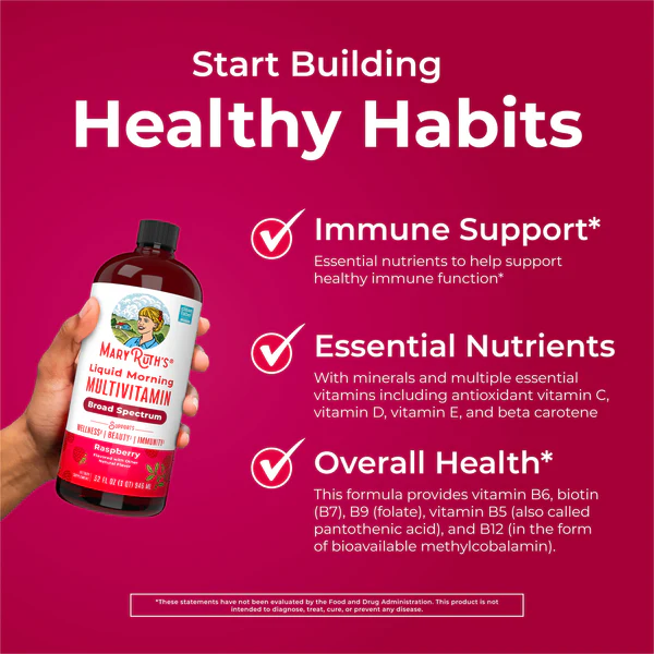 Multivitaminico Matutino Sabor Frambuesa, Liquido (30 fl oz 887 ml), Mary Ruth's