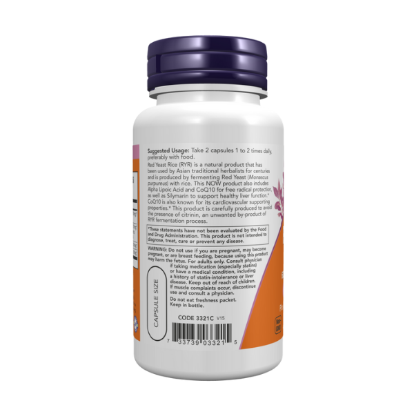 Levadura de Arroz Rojo 600 mg con CoQ10 30 mg (60 veg caps)