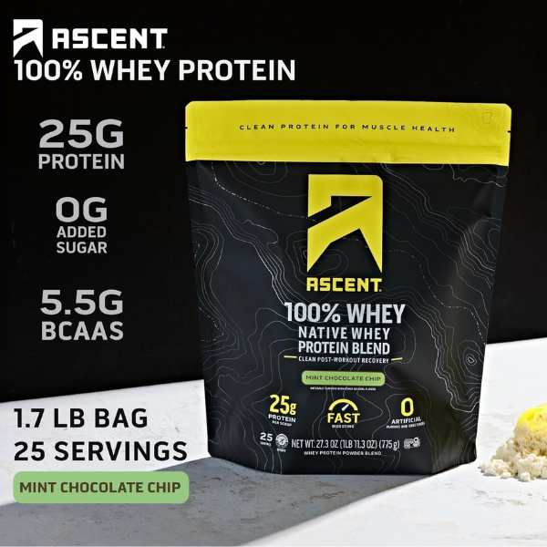 Proteína de Whey Sabor Chocolate con Menta (27.3 oz 775 g), Ascent