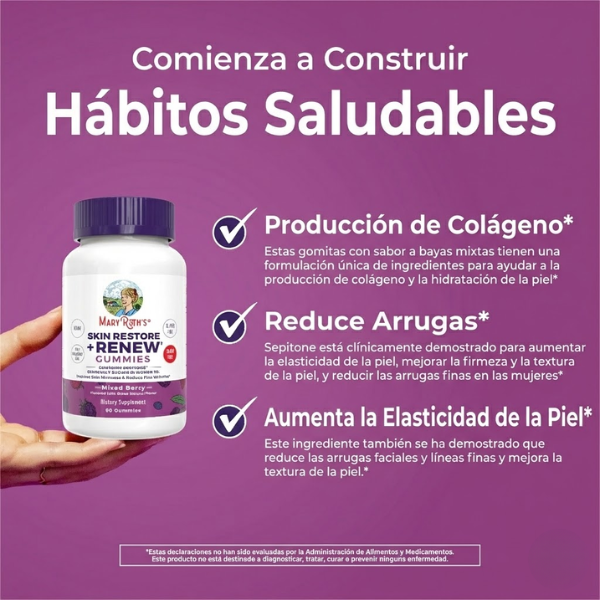 Piel Restaurada y Renovada Sabor Frutos Rojos (60 gomitas), MaryRuth's