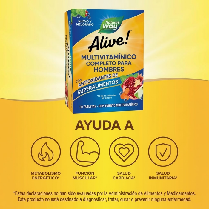 Multivitamínico Energía para Hombres Alive!® (50 tabs), Nature's Way