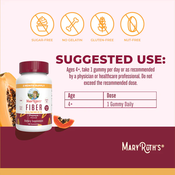 Fibra Sabor Papaya (60 gomitas), Mary Ruth´s
