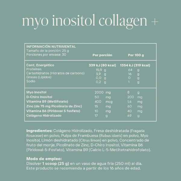 Myo inositol Collagen+ Sabor Limonada de Fresa (750 g), Reset Wellness