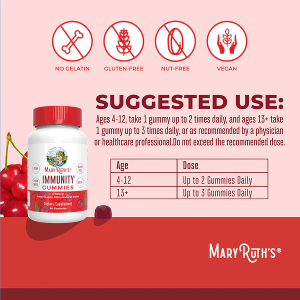 Immunity Gummies Cherry 90 Gummies Mary Ruth