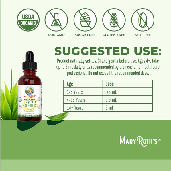 Probiotico Organico, Liquido (2 fl oz/60ml), Mary Ruth´s