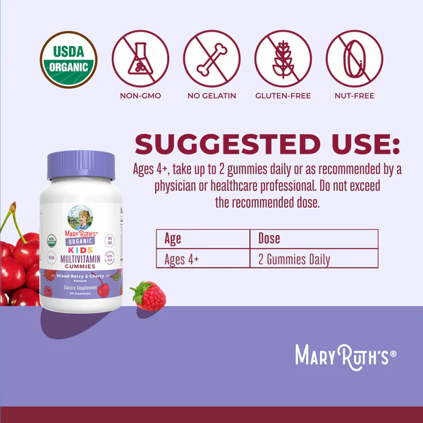 Organic Children's Multivitamin Gummies 60 Gummies Mary Ruth
