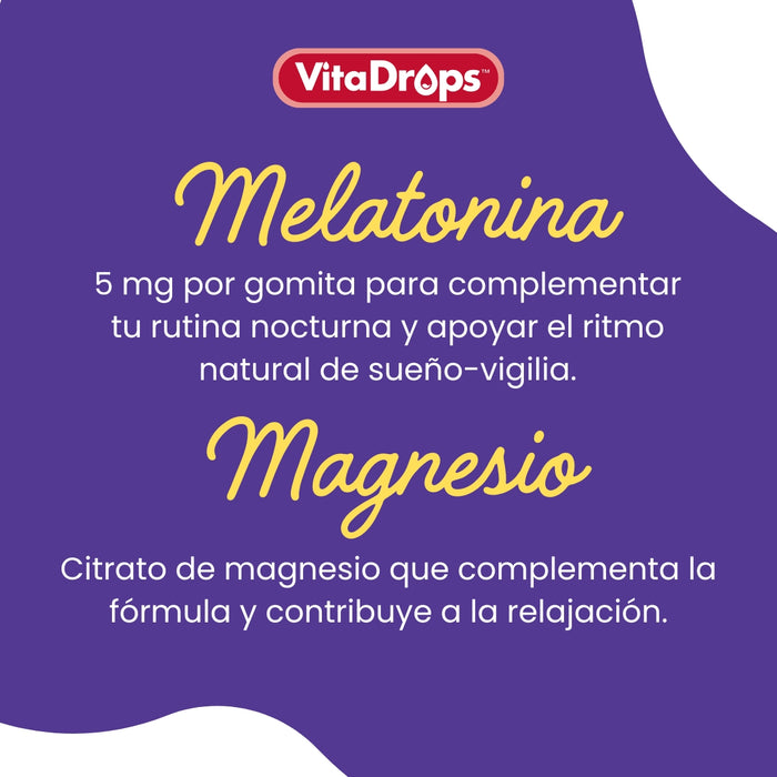 Melatonina y Magnesio Sabor Fresa VitaDrops™ (60 gomitas), Windmill