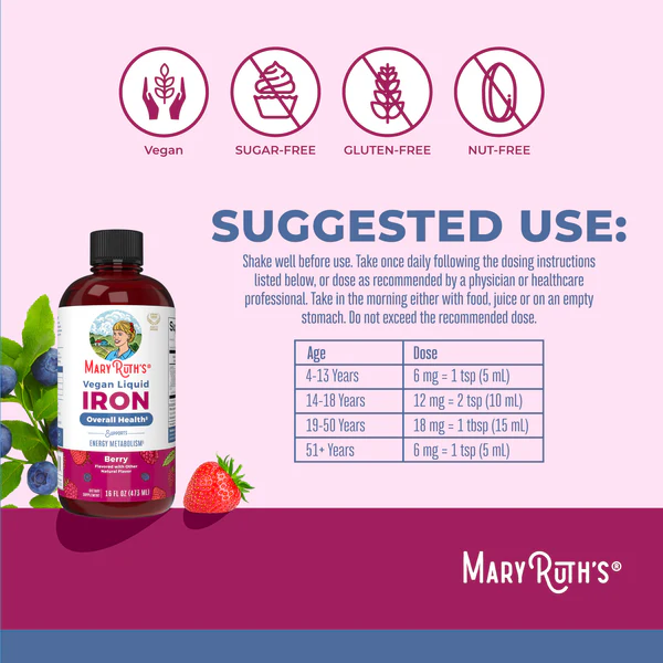 Liquid Iron /Liquid Iron Berry (Berry 18mg, 16 oz-400ml Mary Ruths
