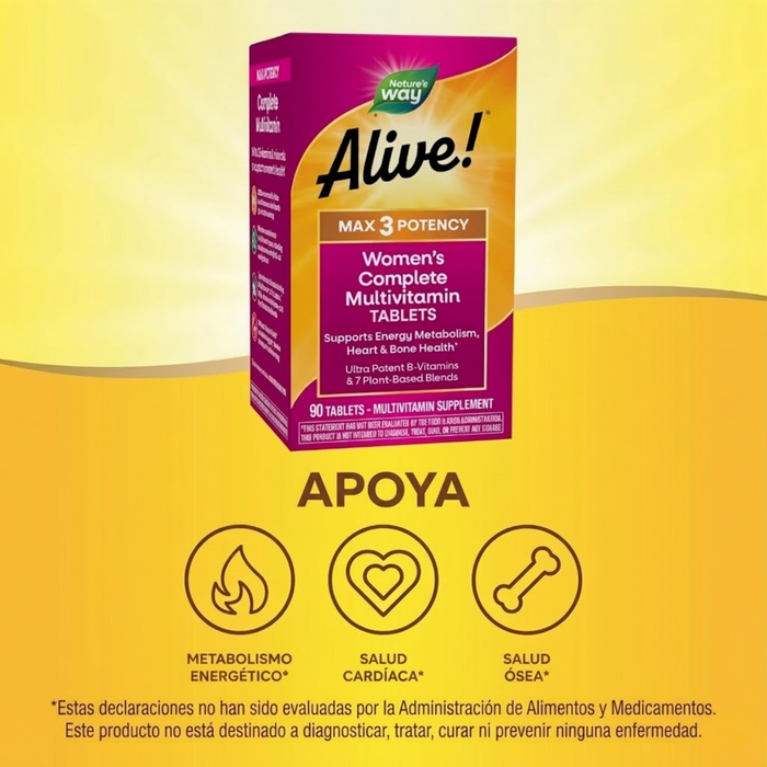 Multivitamínico para Mujeres Alive!® Max3 Potency (90 tabs), Nature's Way