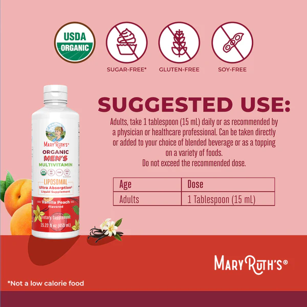 Multivitaminico Liposomal Organico para Hombres (15.22 oz/450ml), Mary Ruth´s