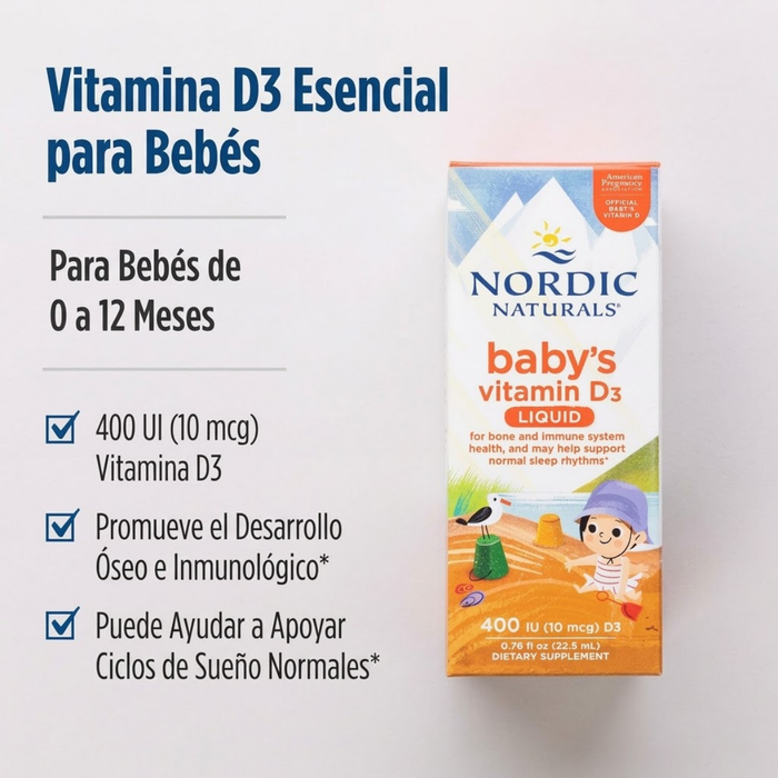 Vitamina D3 para Bebés 400 IU 22.5 ml (0.76 fl oz), Nordic Naturals