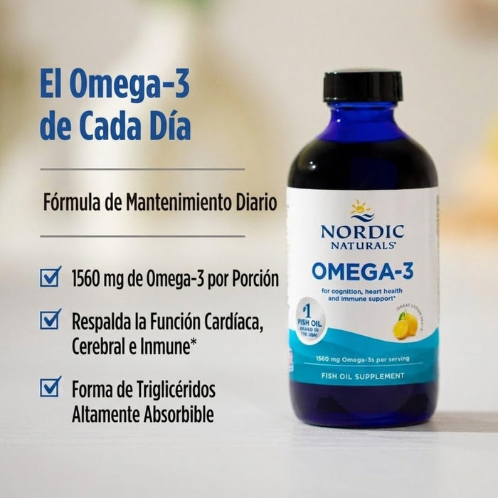 Omega-3 1560 mg Sabor Limón (8 fl oz 237 ml), Nordic Naturals