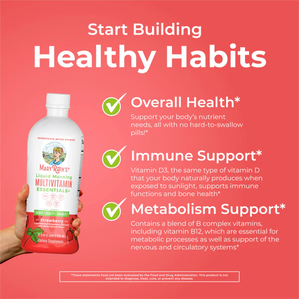 Multivitaminico Matutino Sabor Fresa (32 fl oz /946ml), Mary Ruth´s